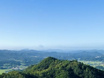 Scenic view of landscape against clear blue sky