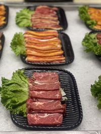 High angle view of food on table