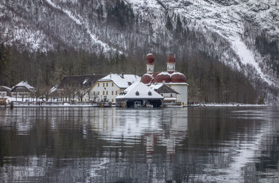 Scenic view of lake against mountain