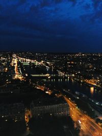 Illuminated cityscape at night