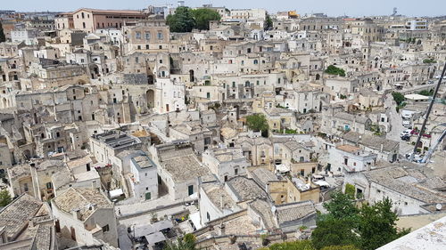 High angle view of buildings in city
