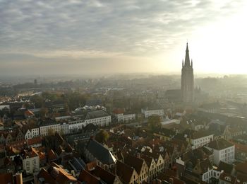 High angle view of buildings in city