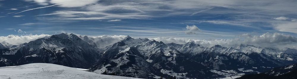 Scenic view of mountains against sky