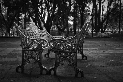 Empty bench in park