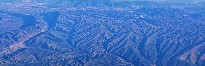 Aerial view of dramatic landscape during winter