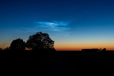 Silhouette trees against sky during sunset