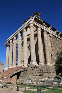 Low angle view of historical building against clear sky