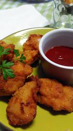 Close-up of food served in plate