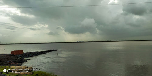 Panoramic view of sea against cloudy sky