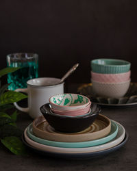 Close-up of tea cup on table