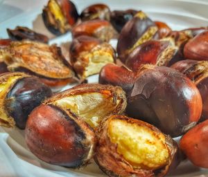 High angle view of seafood on plate