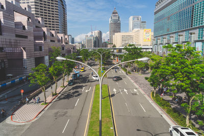 High angle view of city street