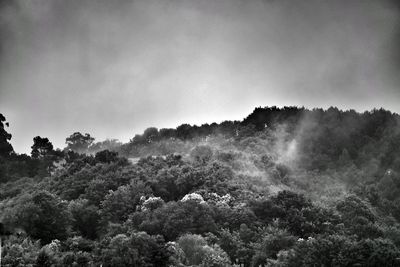 Scenic view of waterfall against sky