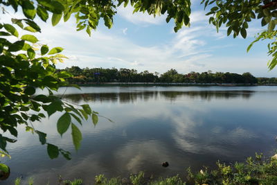 Scenic view of lake against sky