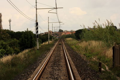 Railroad tracks on railroad track