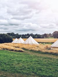Scenic view of glamping camp site.