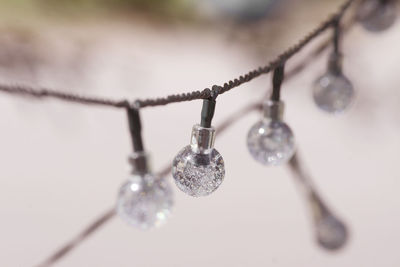 Close-up of chain hanging on metal