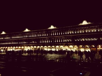 Illuminated building at night