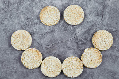 High angle view of cookies