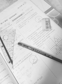 High angle view of paper