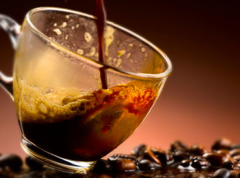 Close-up of drink in glass on table
