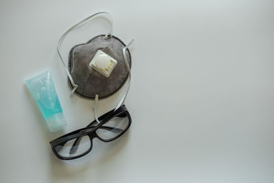 High angle view of eyeglasses on table