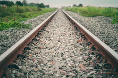 Vintage railroad tracks retro style and old picture.