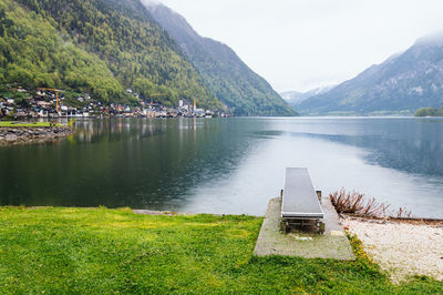 Scenic view of lake and mountains