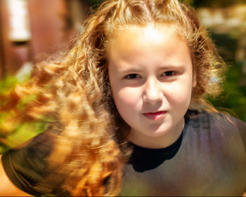 Portrait of cute girl smiling