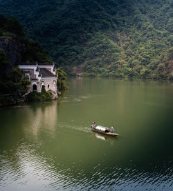 Boats in lake