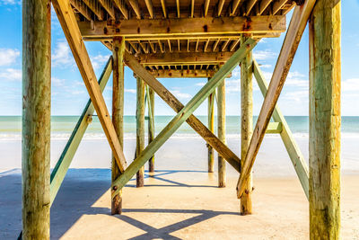 Full frame shot of pier on beach