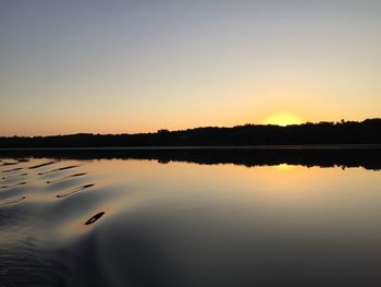 Scenic view of calm lake at sunset