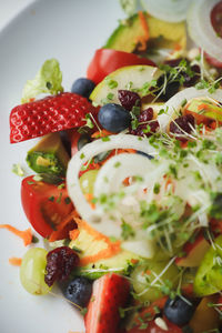 Close-up of strawberries in plate