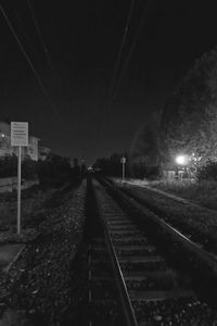 Railroad tracks at night