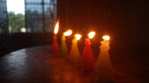 Close-up of lit candles