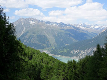 Panoramic view of landscape and mountains against sky