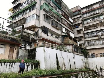 High angle view of man in city