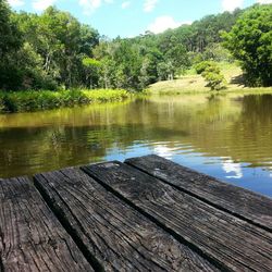 Wooden pier on lake