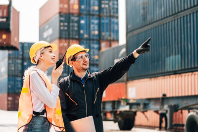 People working at construction site