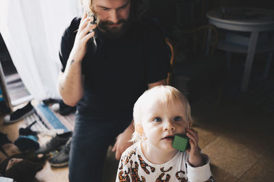 Mother and daughter at home