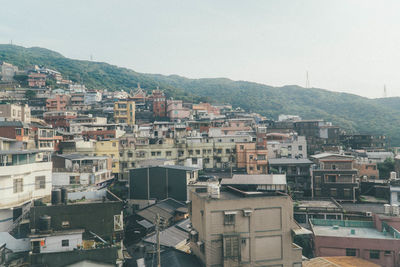 High angle view of townscape against sky
