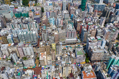 Aerial view of modern buildings in city