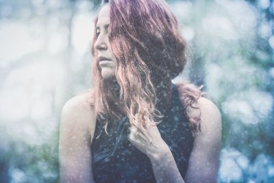 Woman looking at camera