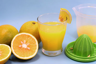 Close-up of drink on glass table