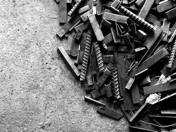 High angle view of chain on table