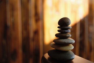 Close-up of stack of stones