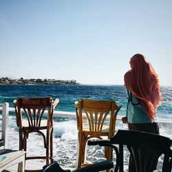 Scenic view of sea against clear sky