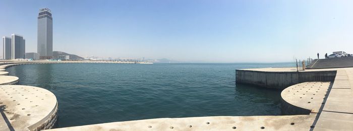 View of sea against blue sky