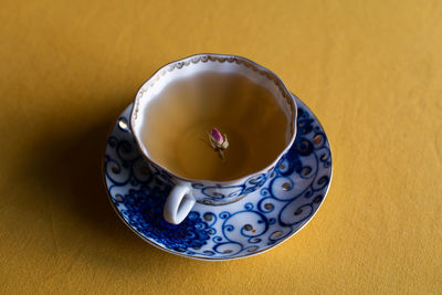 High angle view of tea on table