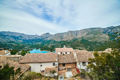 High angle view of townscape against sky